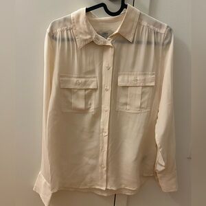 J. Crew Silk Light Cream Button Down Work Shirt